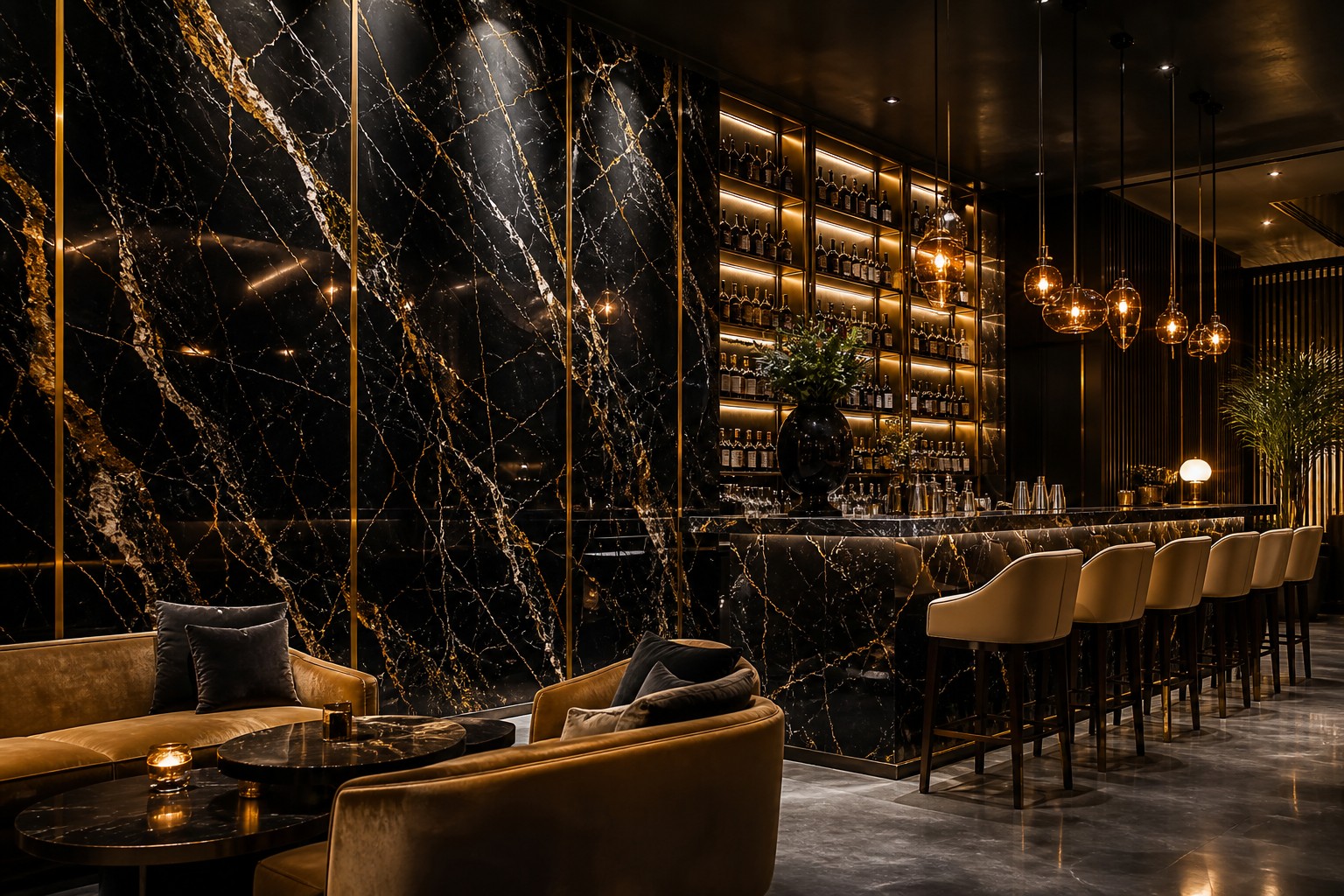 Black Gold Marble PVC UV Wall Panel in luxury interior
