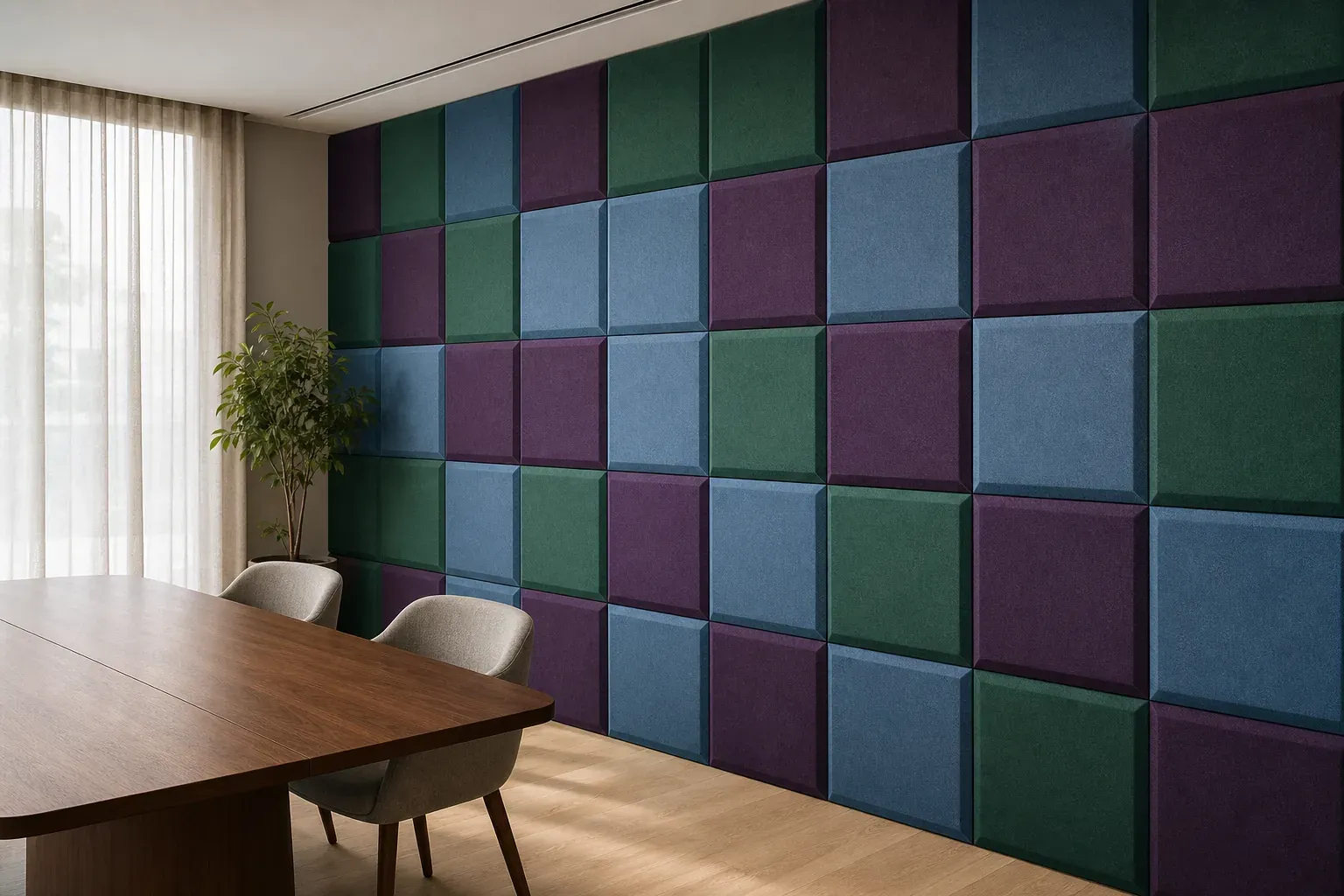 selbstklebende akustikpaneele VHF-N02 self adhesive acoustic panels in a modern meeting room
