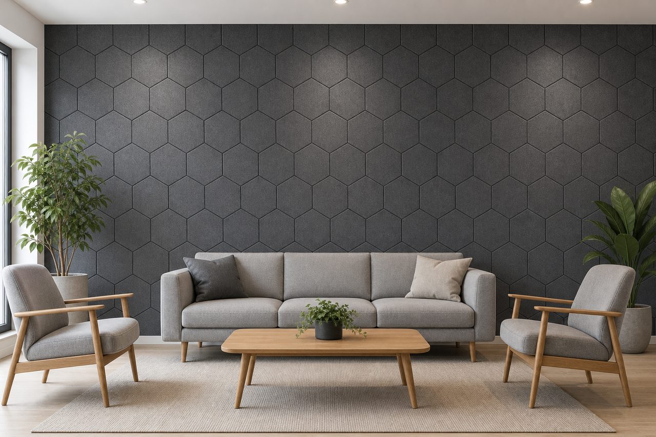 hexagon acoustic wall panels scene 1