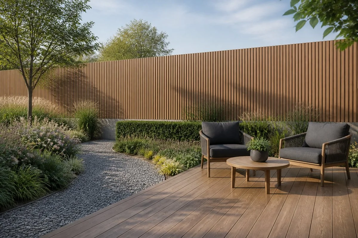 oak wpc wall panel garden privacy fence application