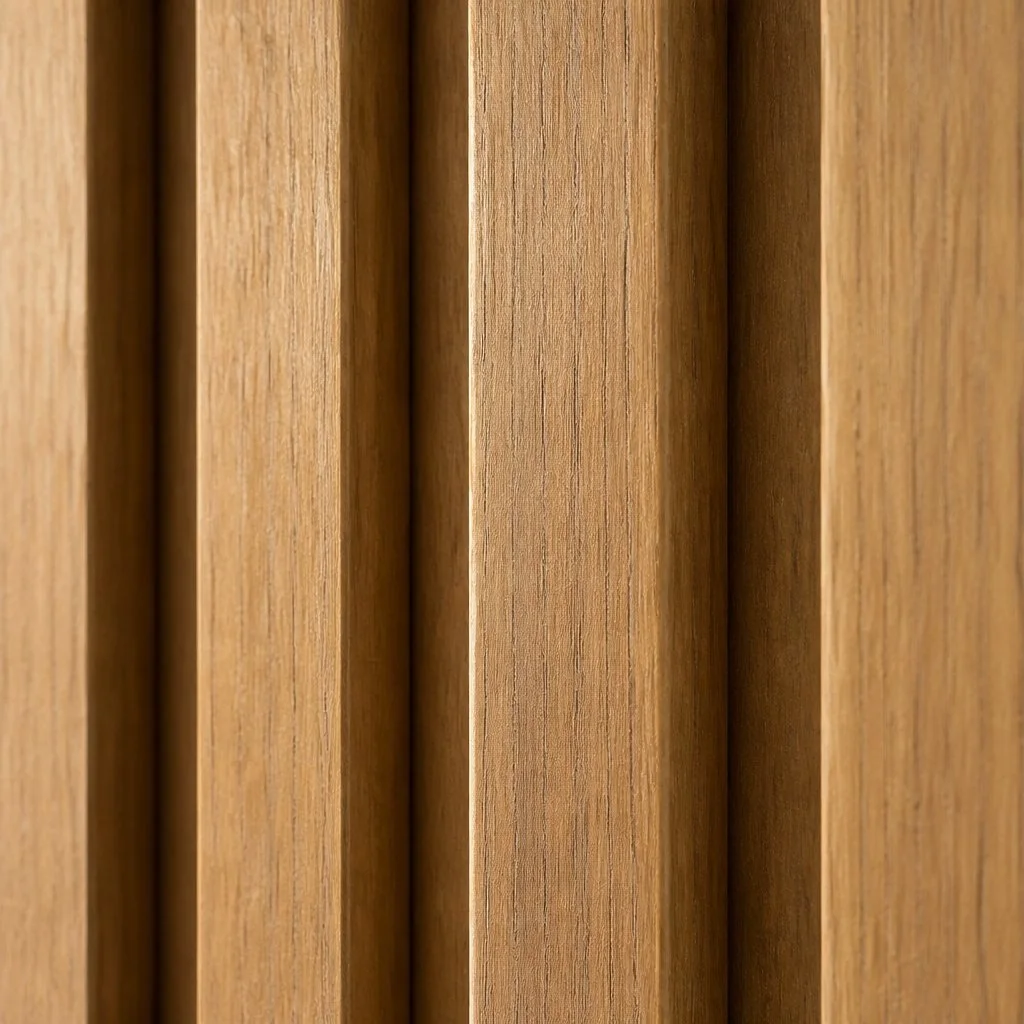 oak wpc wall panel texture close-up showing wood grain