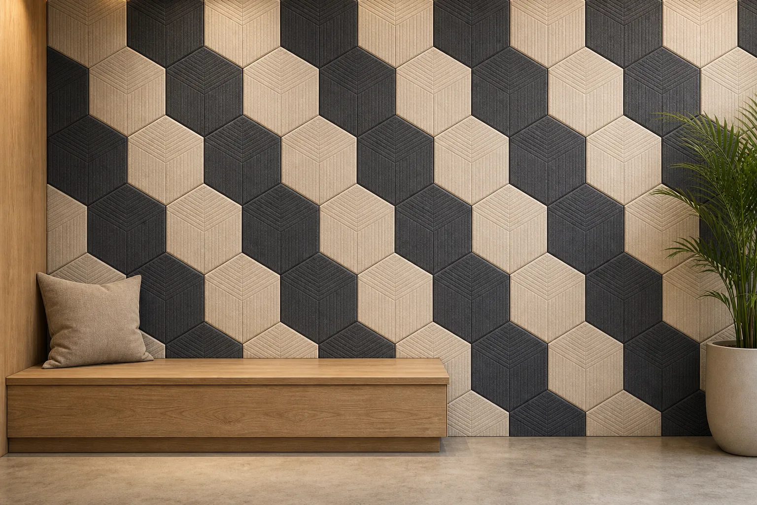 hexagon akustikpaneele AI scene
