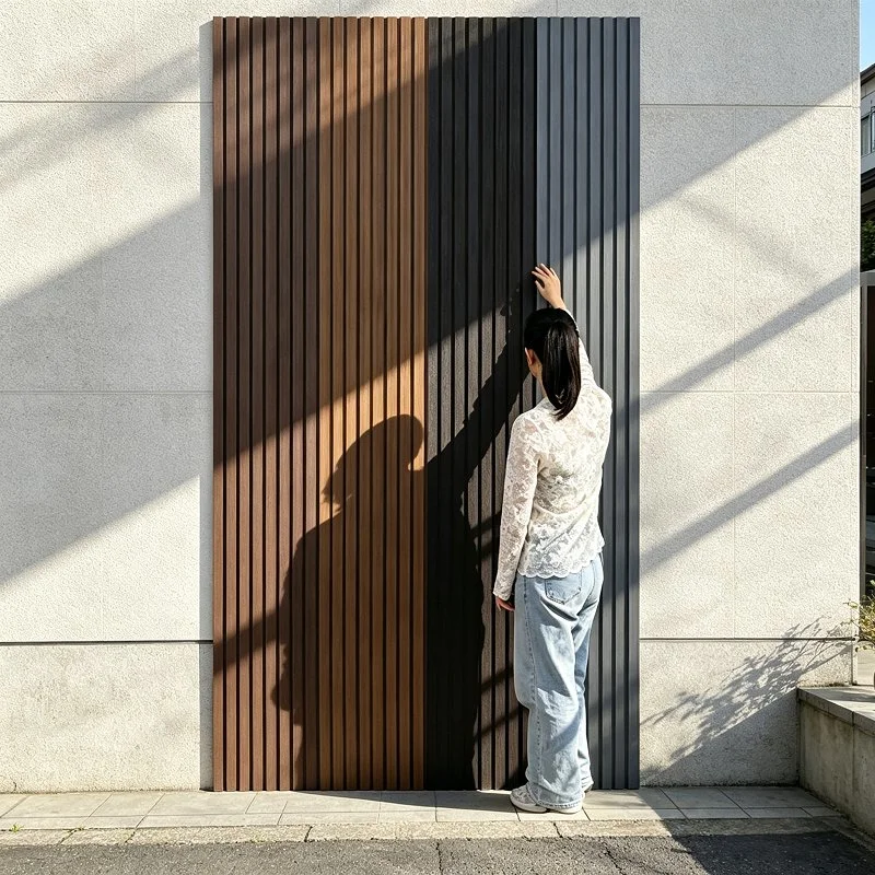 fluted wpc wall panel color options with scale reference