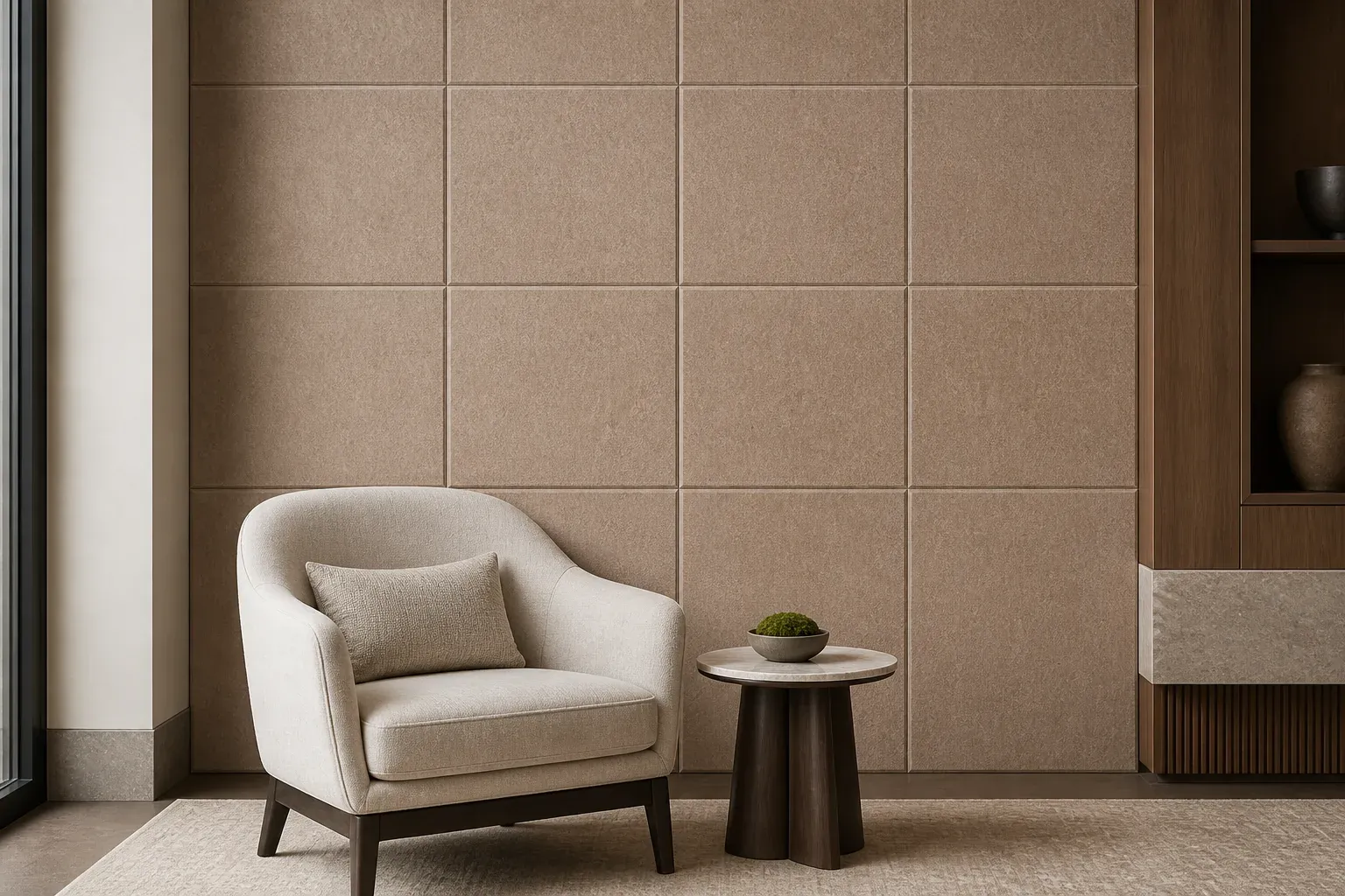 hexagon acoustic wall panels AI scene