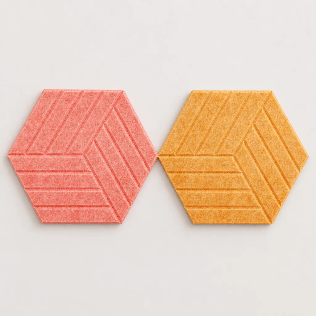paneles de fieltro hexagonales detail close-up