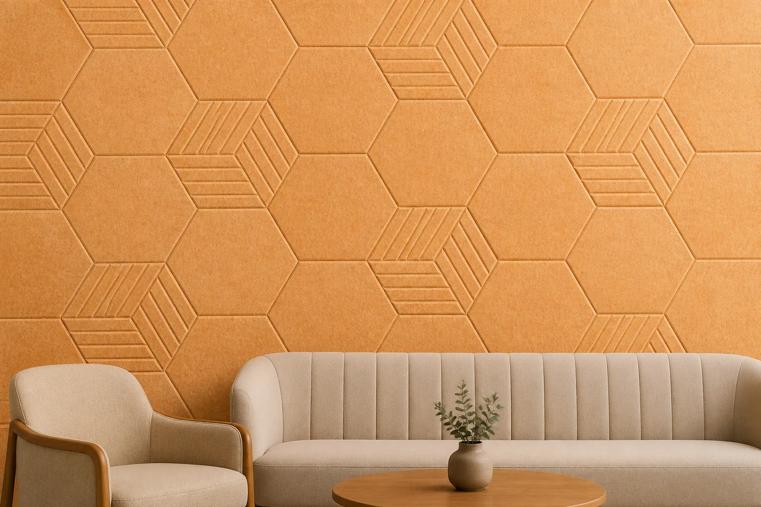 hexagon akustikpaneele full wall combination