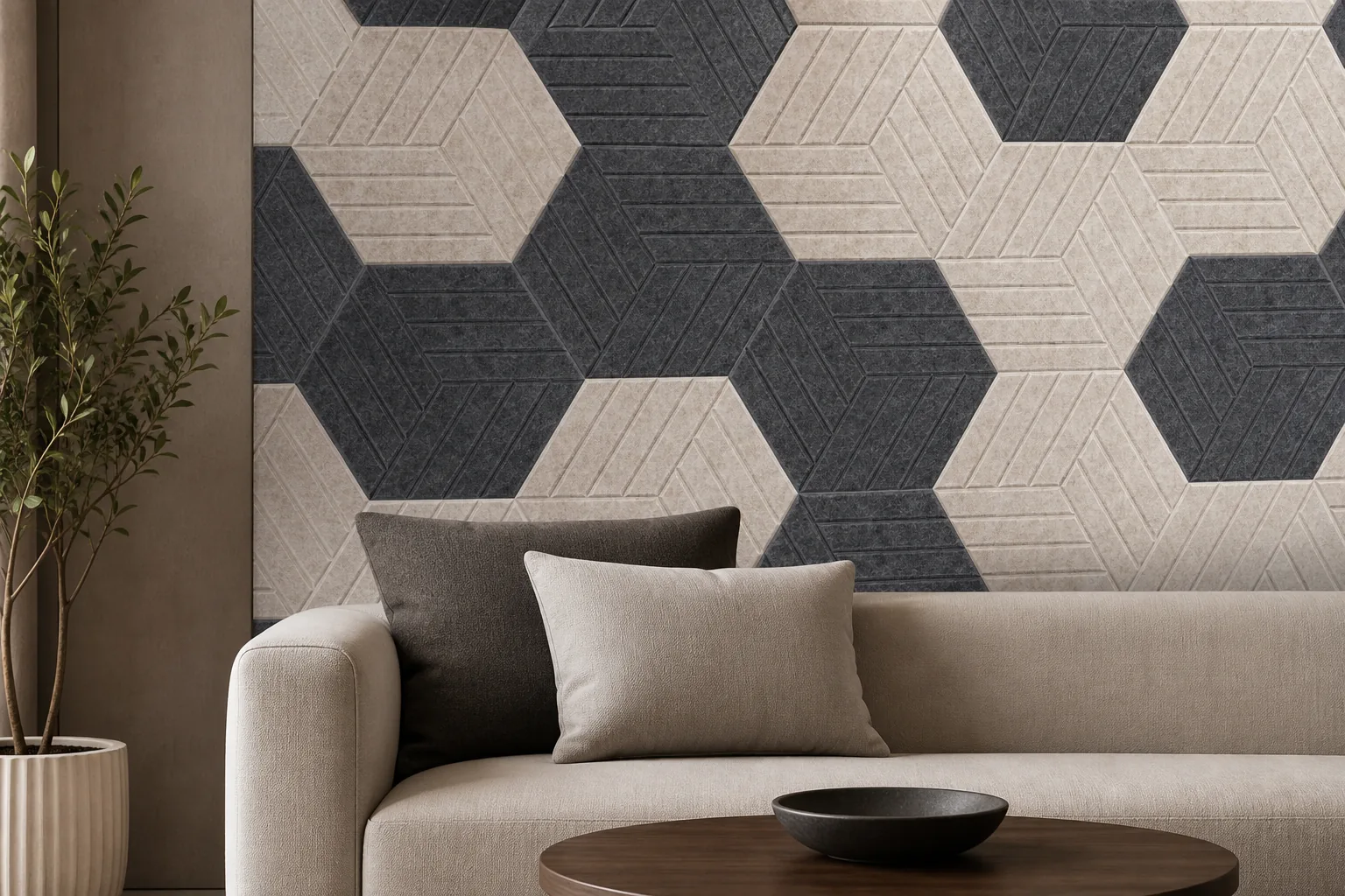 hexagon self adhesive felt tiles AI scene