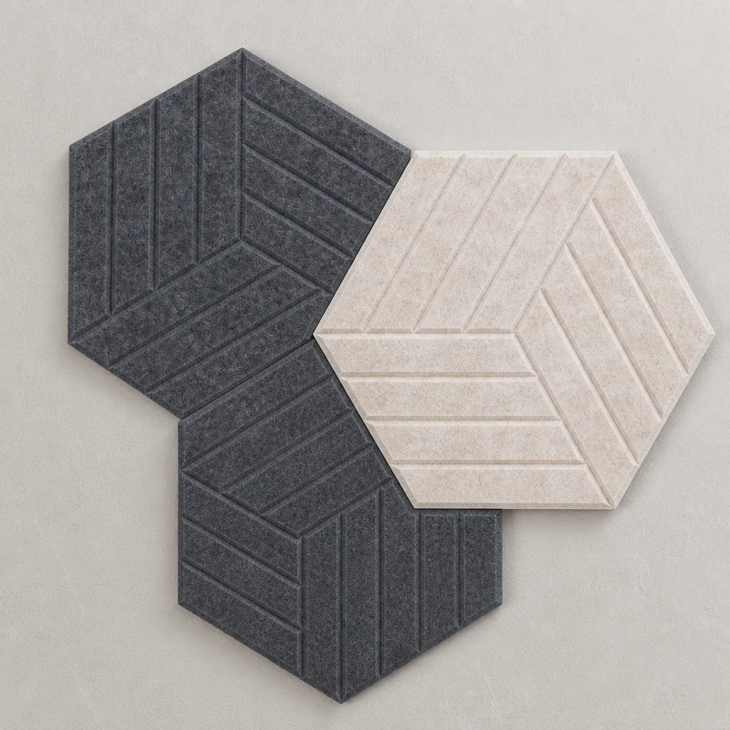 hexagon self adhesive felt tiles detail close-up