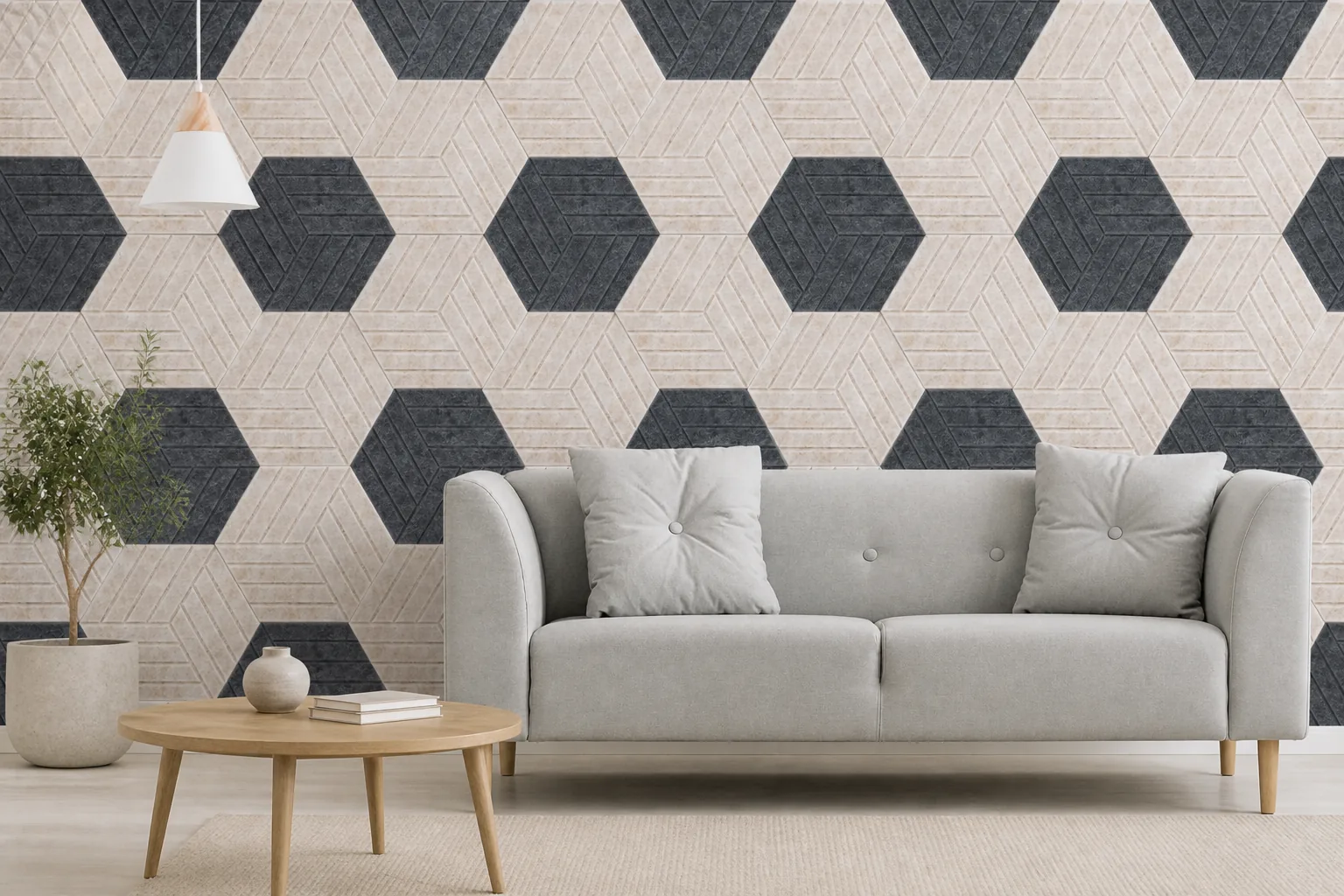 hexagon self adhesive felt tiles full wall combination