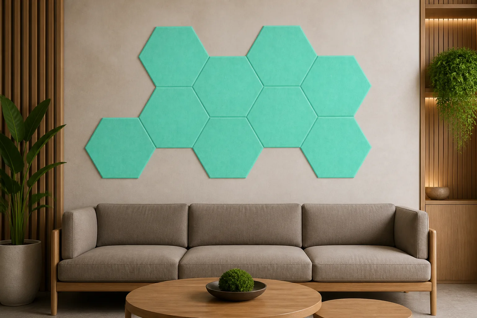 hexagon akustikpaneele AI scene
