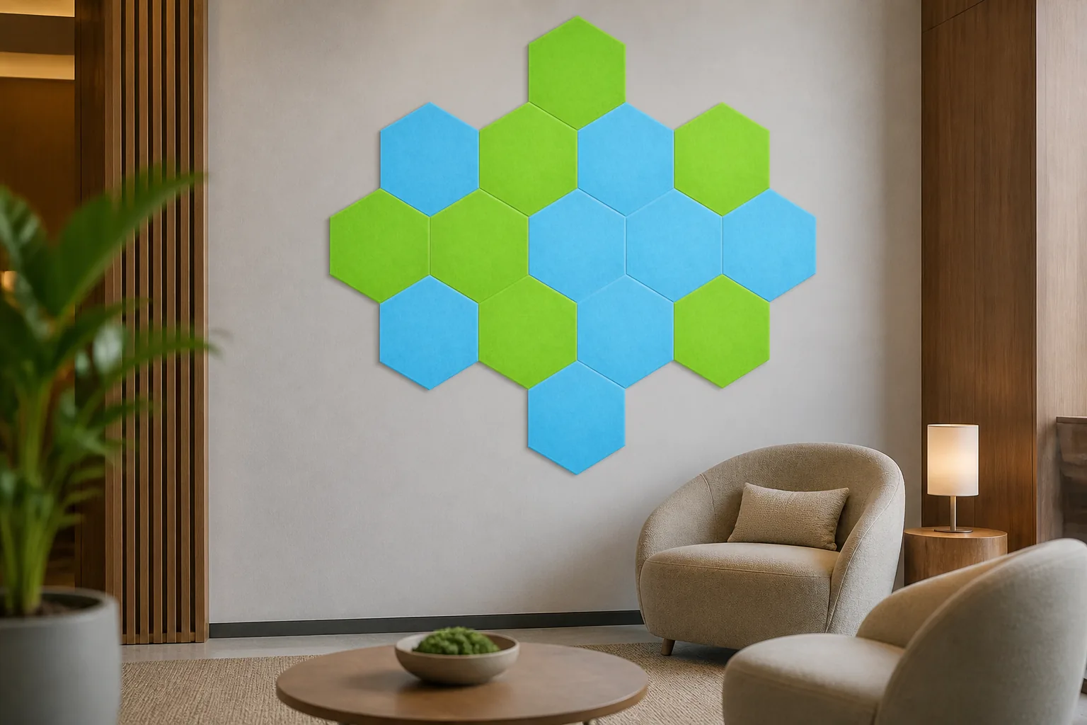paneles de fieltro hexagonales AI scene