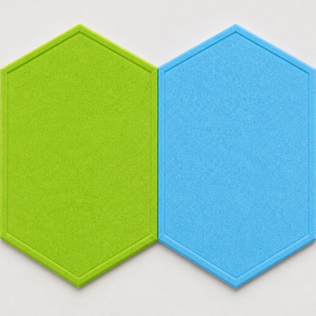 paneles de fieltro hexagonales detail close-up