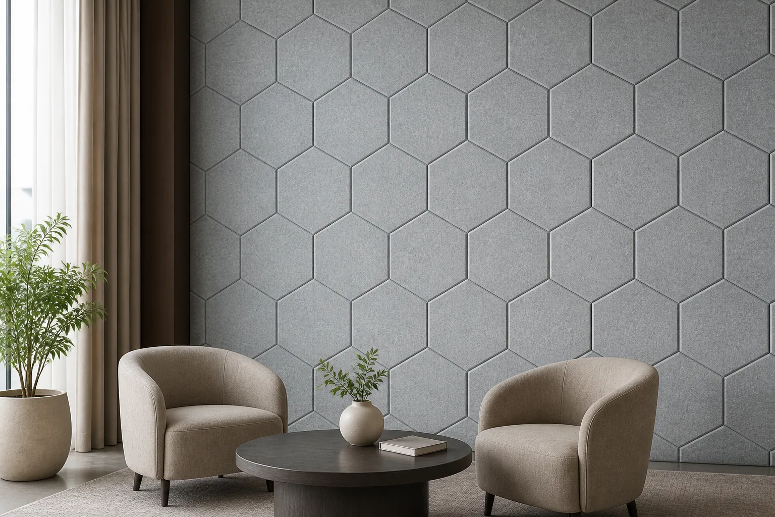 hexagon akustikpaneele AI scene