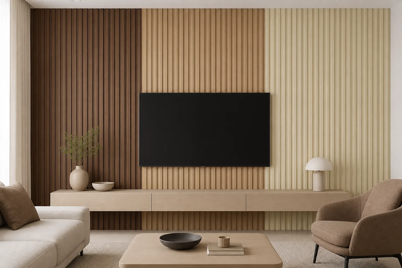 wood plastic composite wall panels AI scene