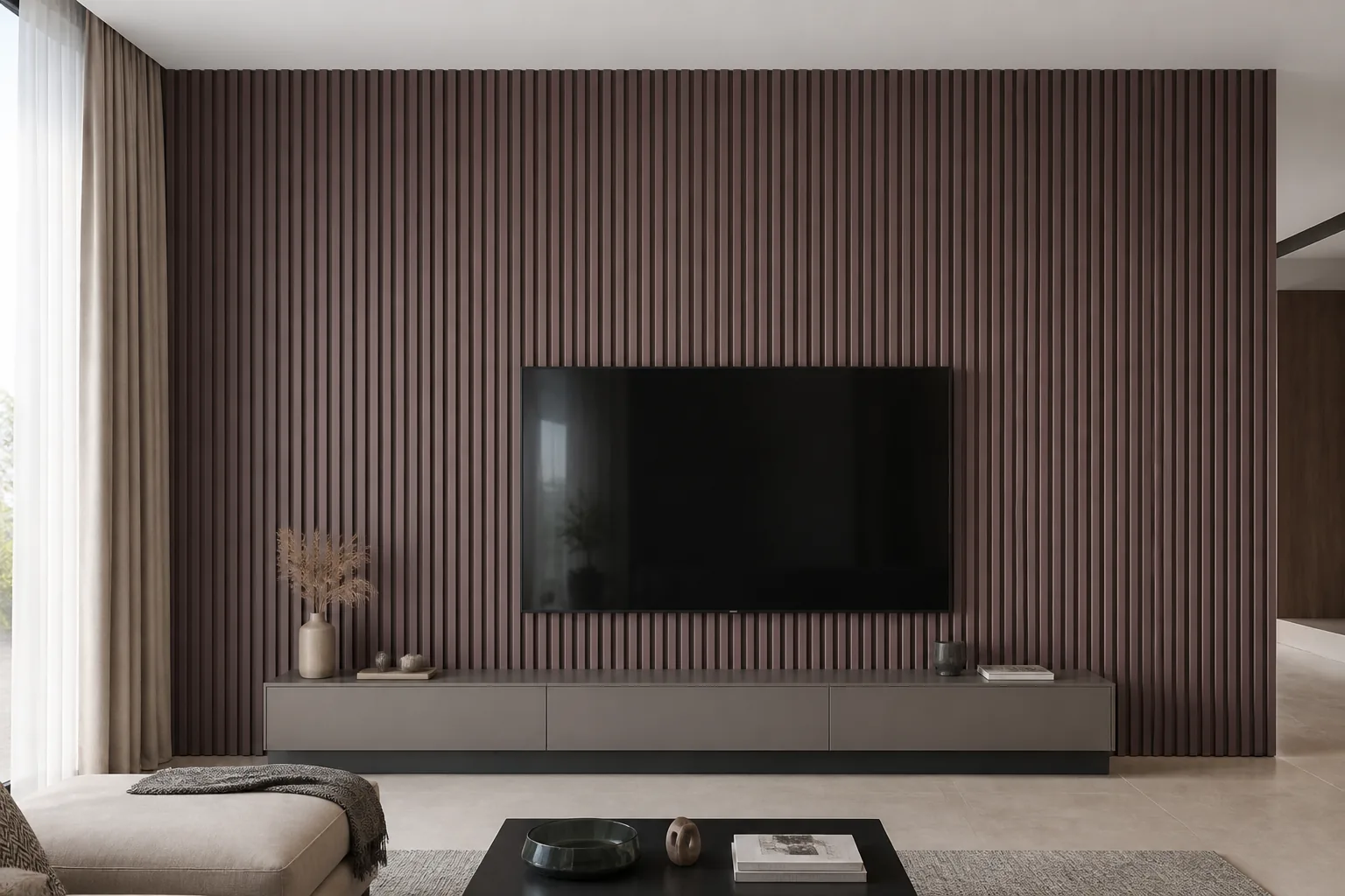 wpc louver partition AI scene