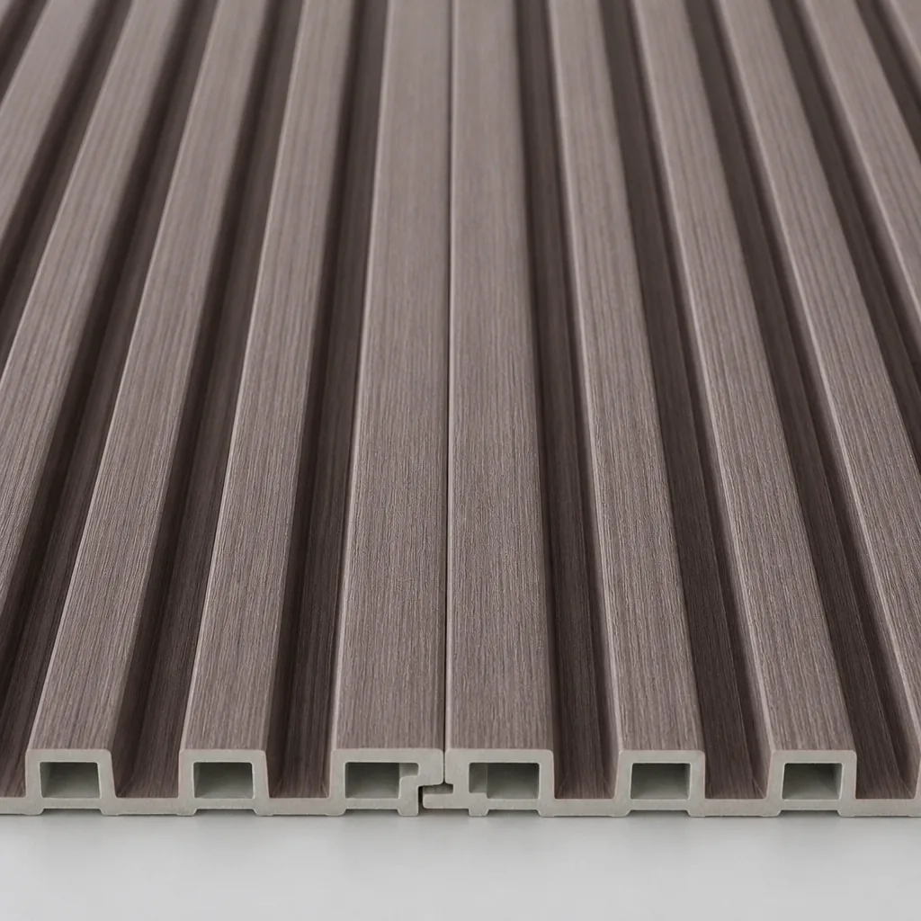 wpc louver partition detail close-up