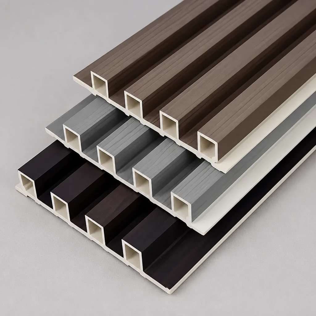 wpc louver partition detail close-up