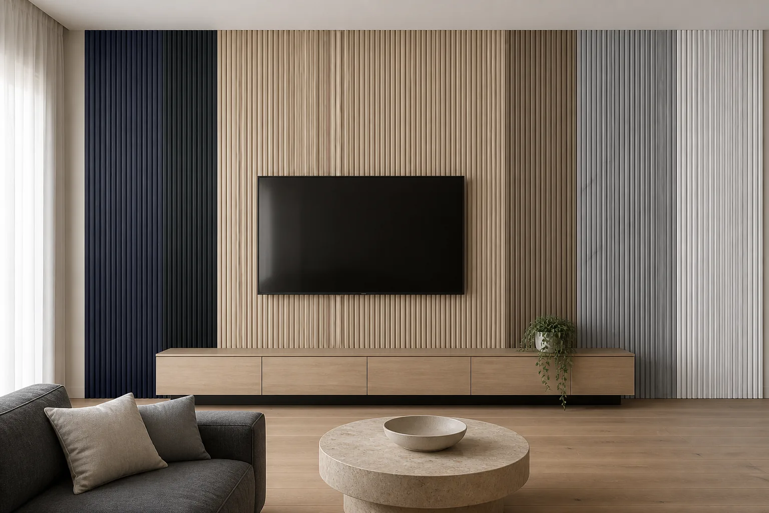 wpc louver partition AI scene