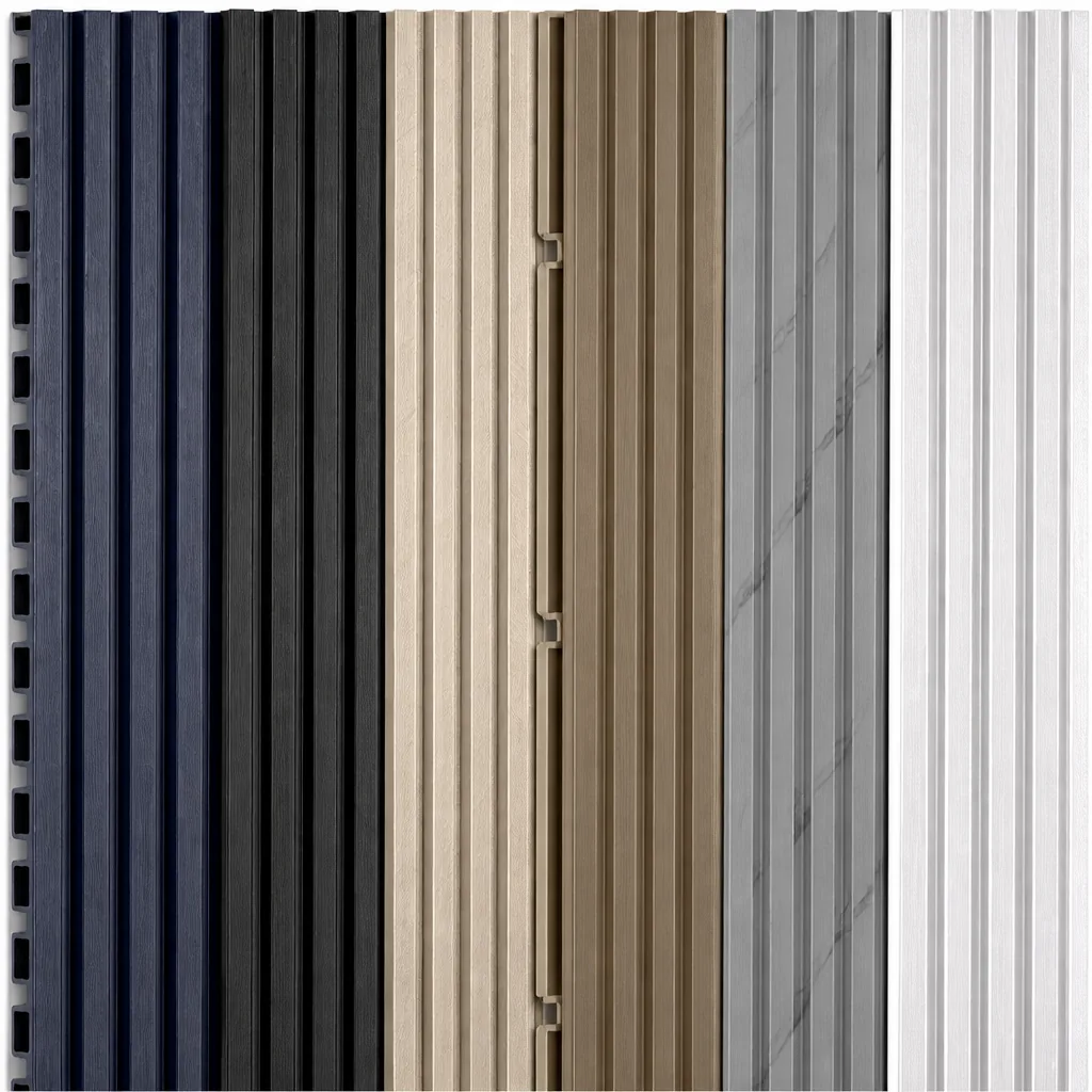 wpc louver partition detail close-up