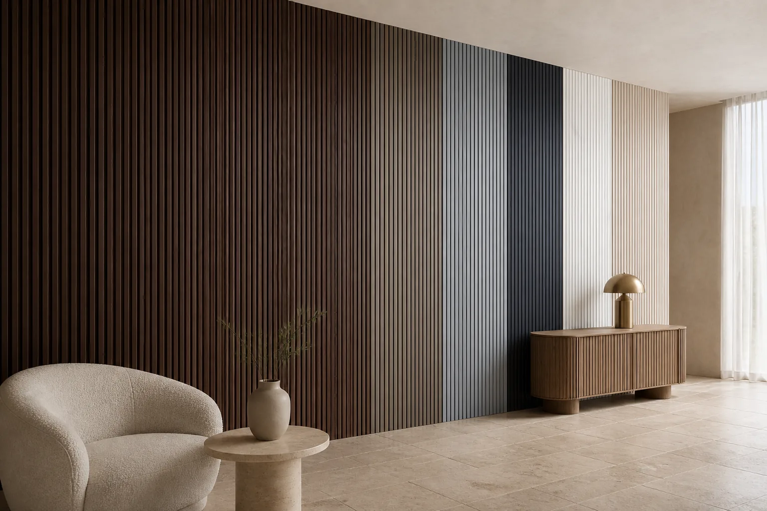 wpc louver partition AI scene