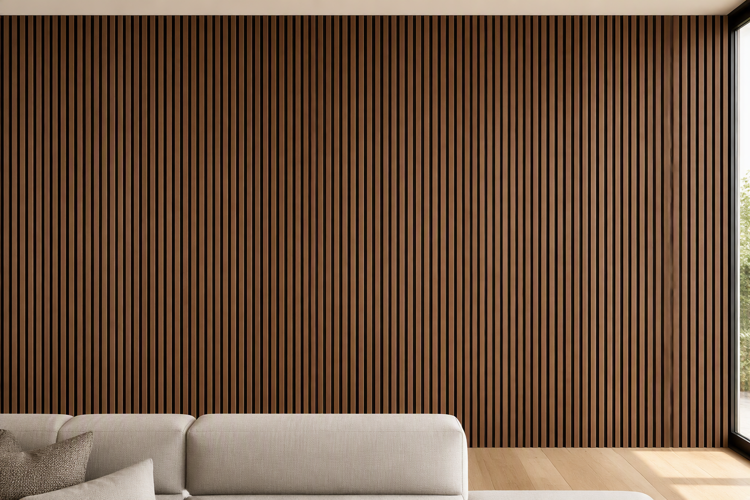 ValuedHouse walnut wood slat acoustic panels - Sound