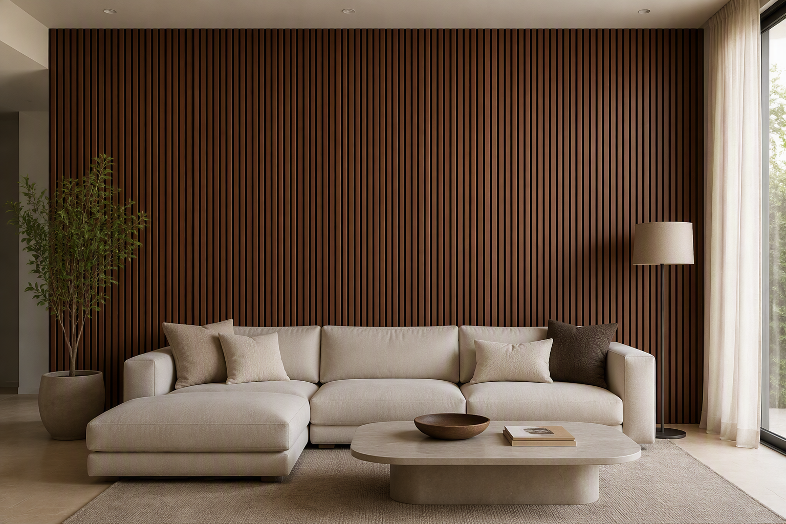 ValuedHouse wood slat acoustic panels - 3D Fluted Profile