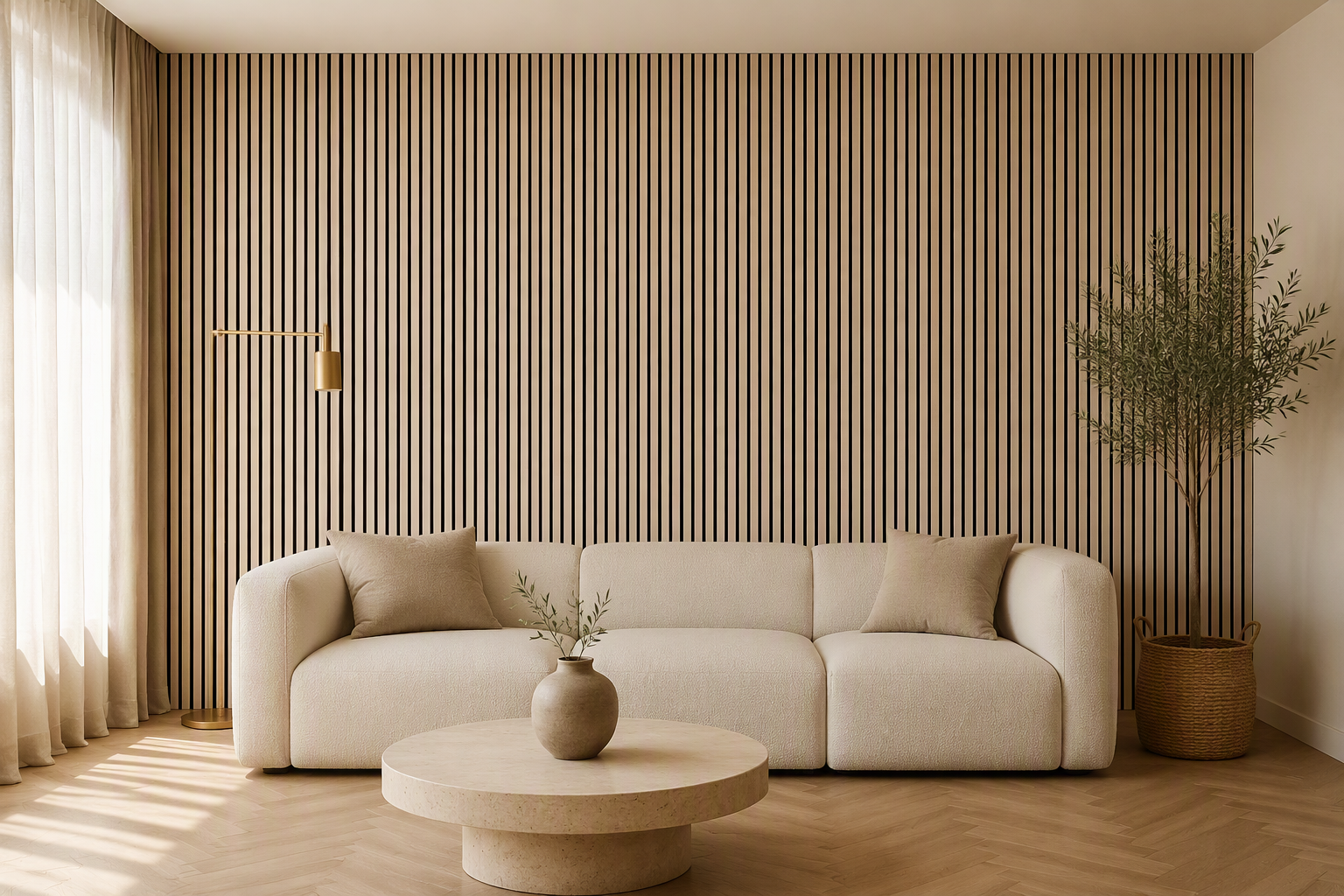 ValuedHouse light oak wooden slat wall panels - Sound
