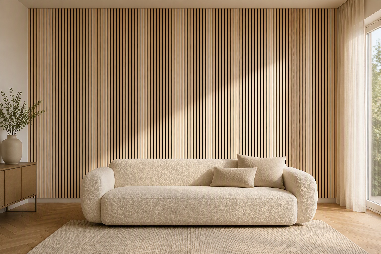 ValuedHouse light oak acoustic slat wall panels