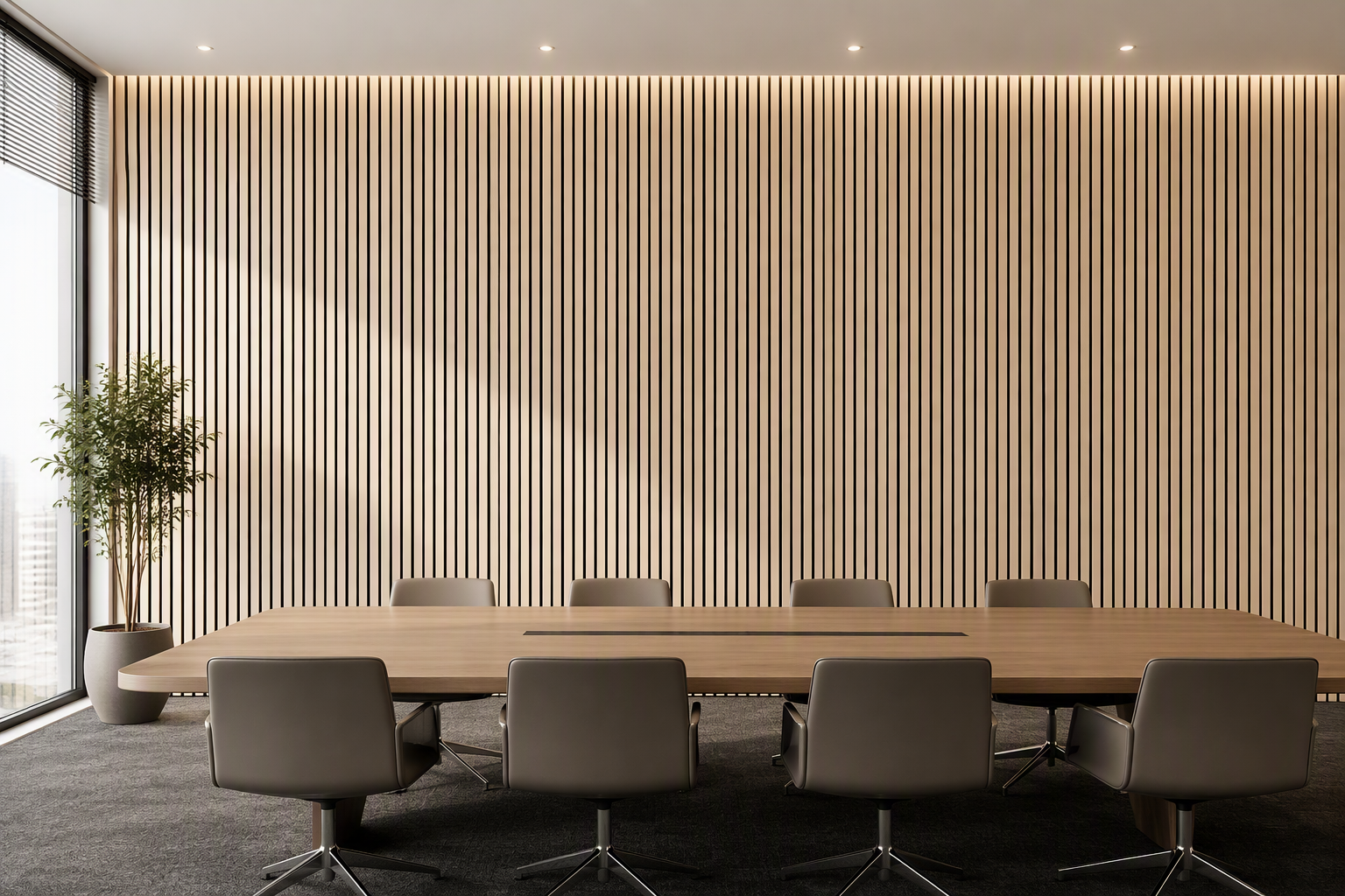 ValuedHouse light oak acoustic slat wall panels