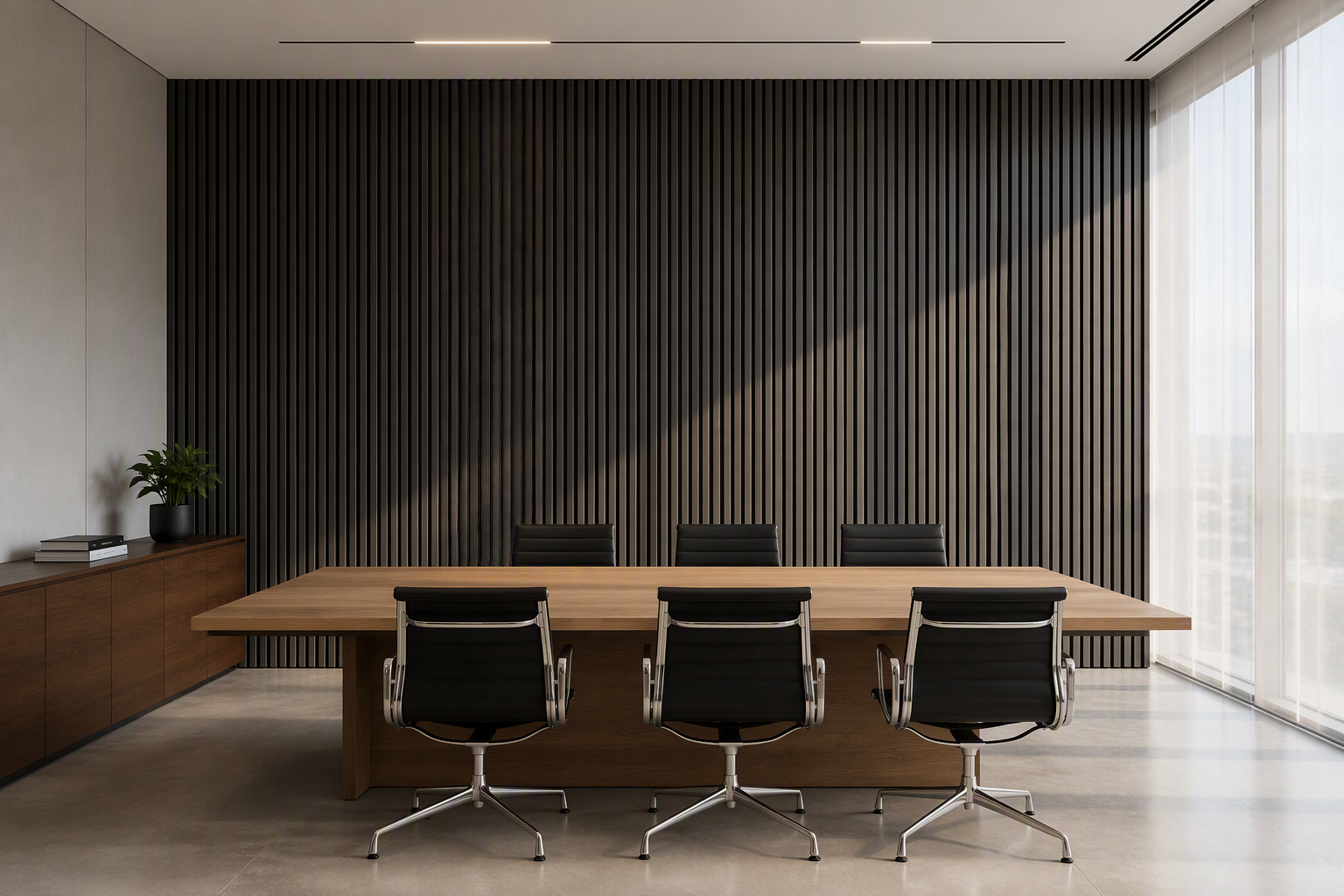 ValuedHouse charcoal acoustic slat wall panels - Solid Wood