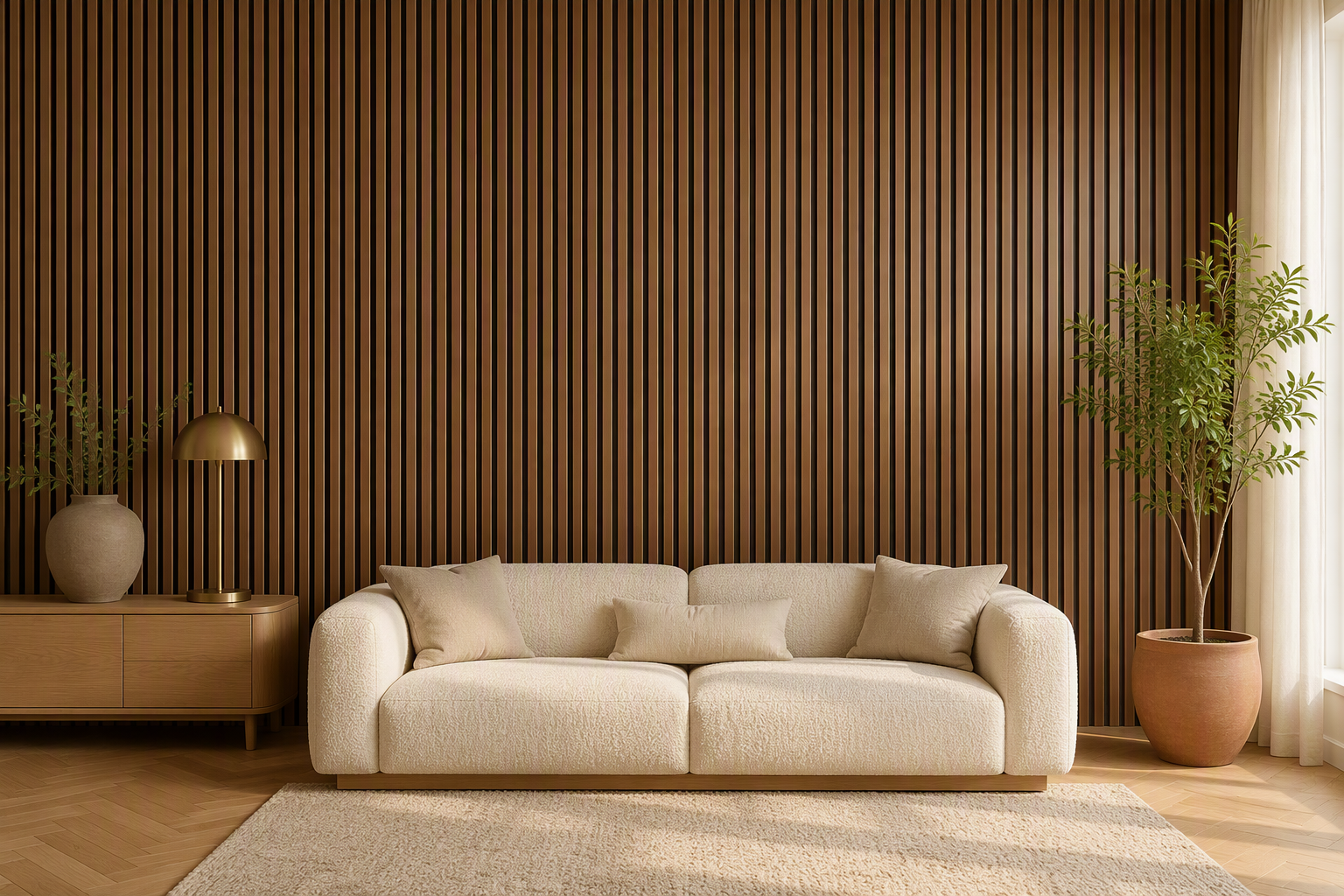 ValuedHouse dark walnut slat wood wall panels - Modern
