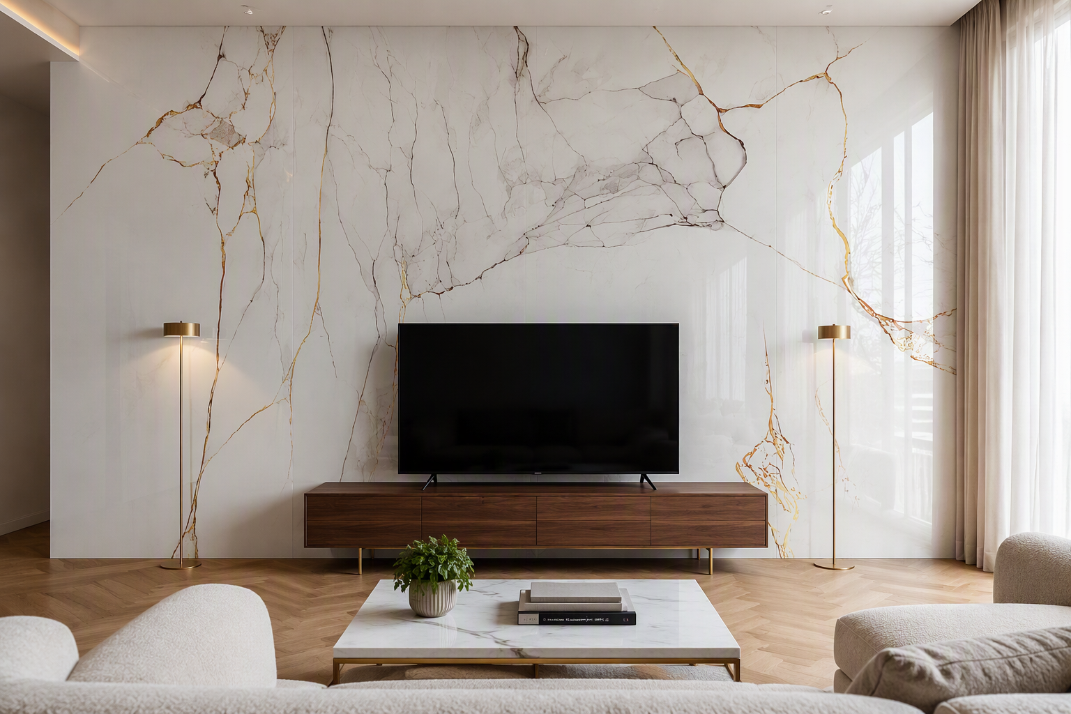 ValuedHouse calacatta uv marble wall panels - High Gloss