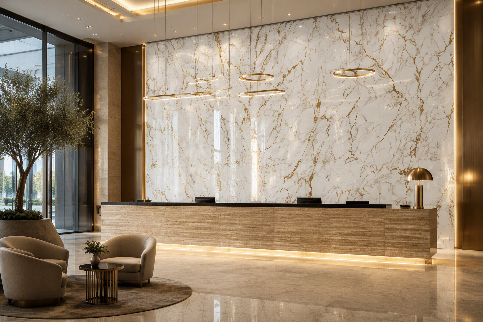 ValuedHouse gold vein uv printed marble wall panel - High