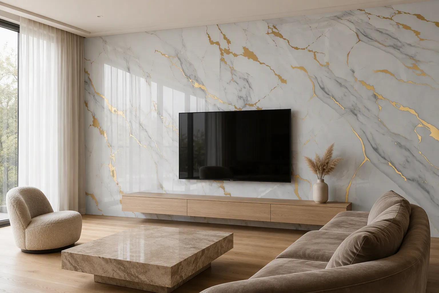 ValuedHouse calacatta uv printed marble wall panel