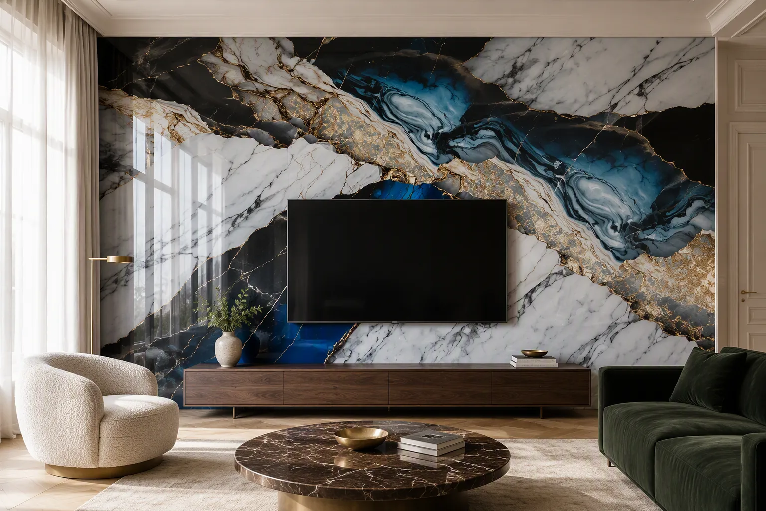 ValuedHouse blue fantasy pvc wall panels marble design