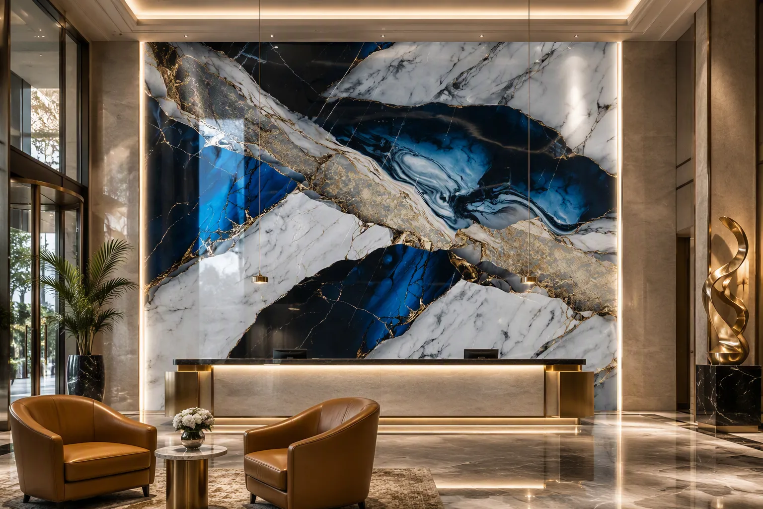 ValuedHouse blue fantasy pvc wall panels marble design
