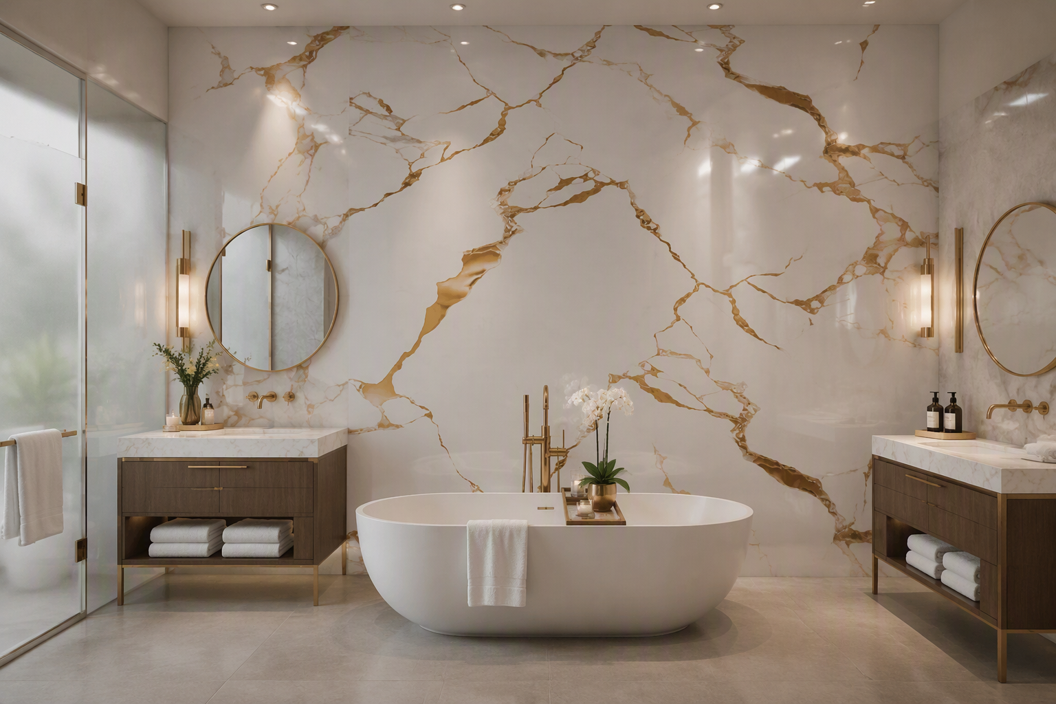 ValuedHouse gold vein uv marble wall panels - Sound