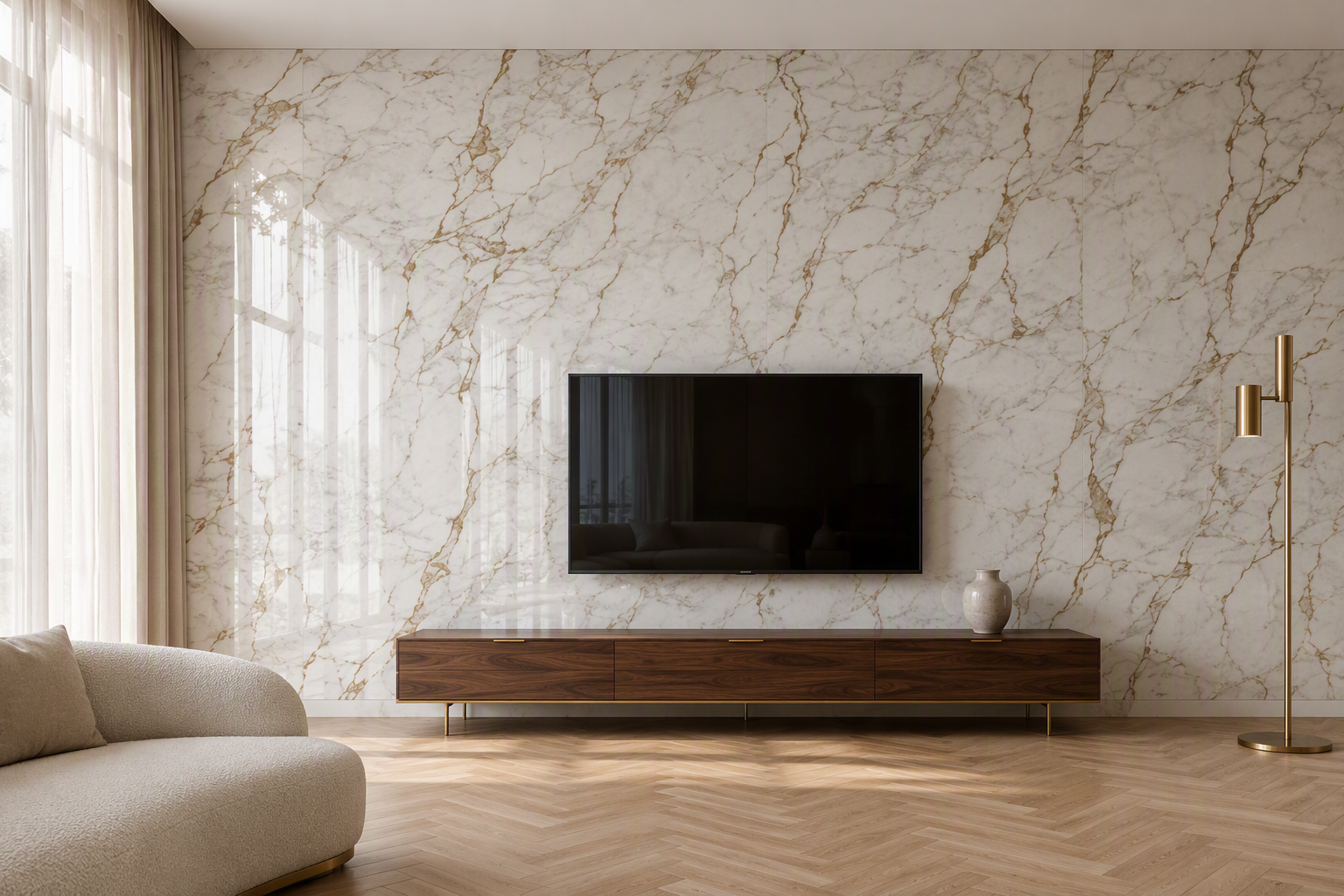 ValuedHouse gold vein marble pvc wall panel - Waterproof