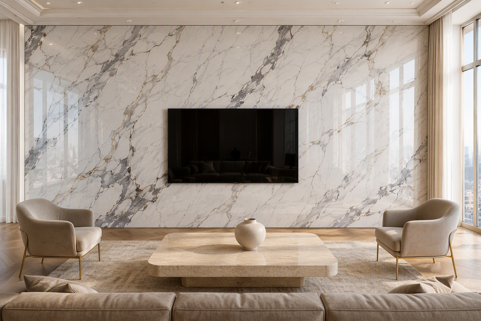 ValuedHouse calacatta pvc wall panels marble design