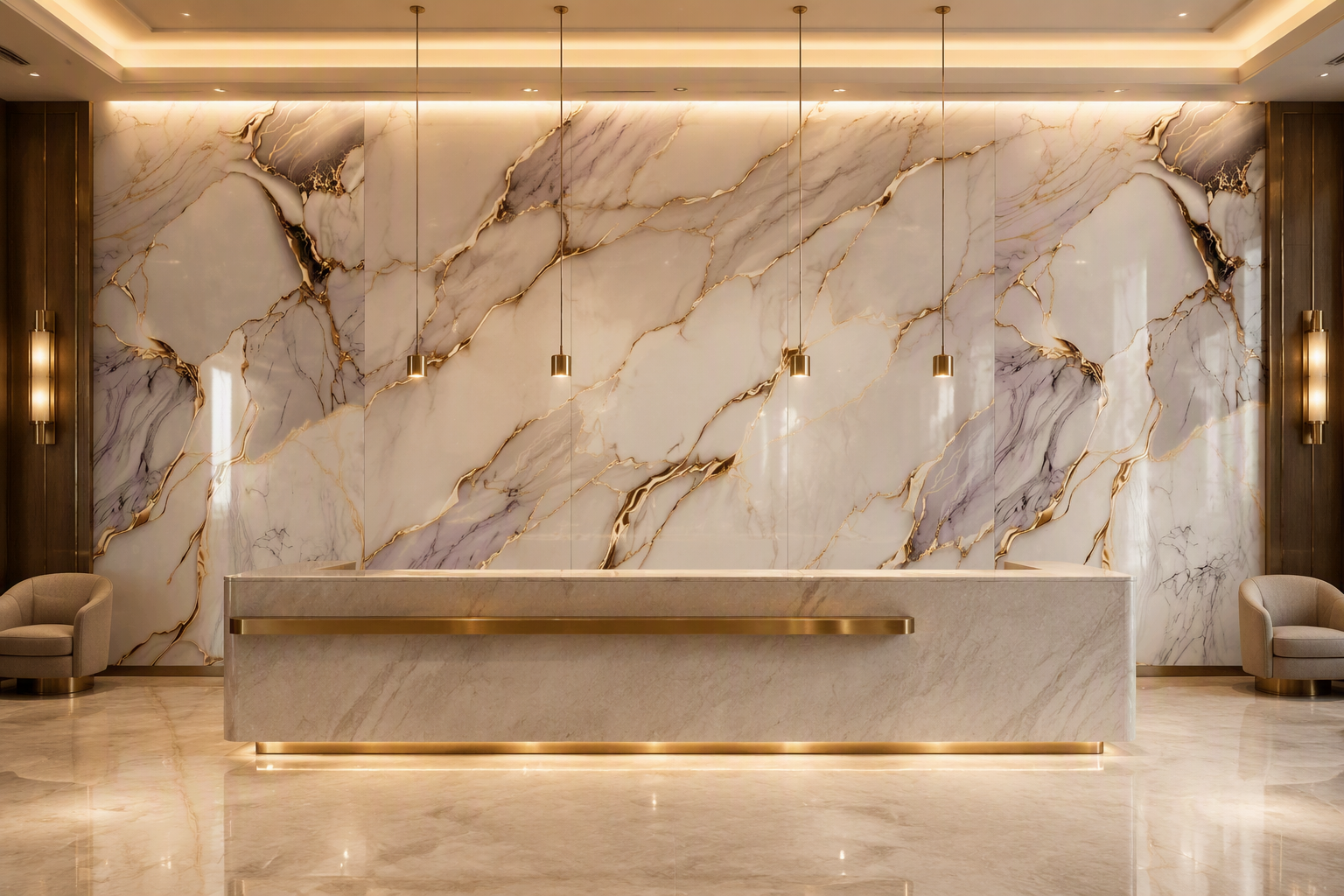 ValuedHouse gold vein uv printed marble wall panel