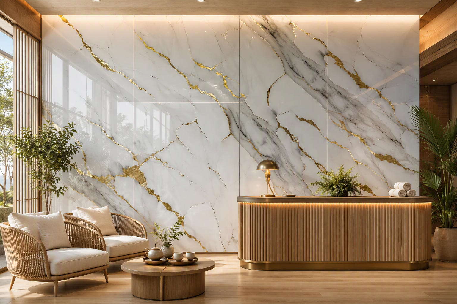 ValuedHouse calacatta pvc wall panels marble design - School