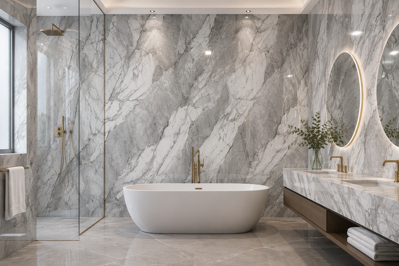 ValuedHouse grey uv printed marble wall panel - Showroom