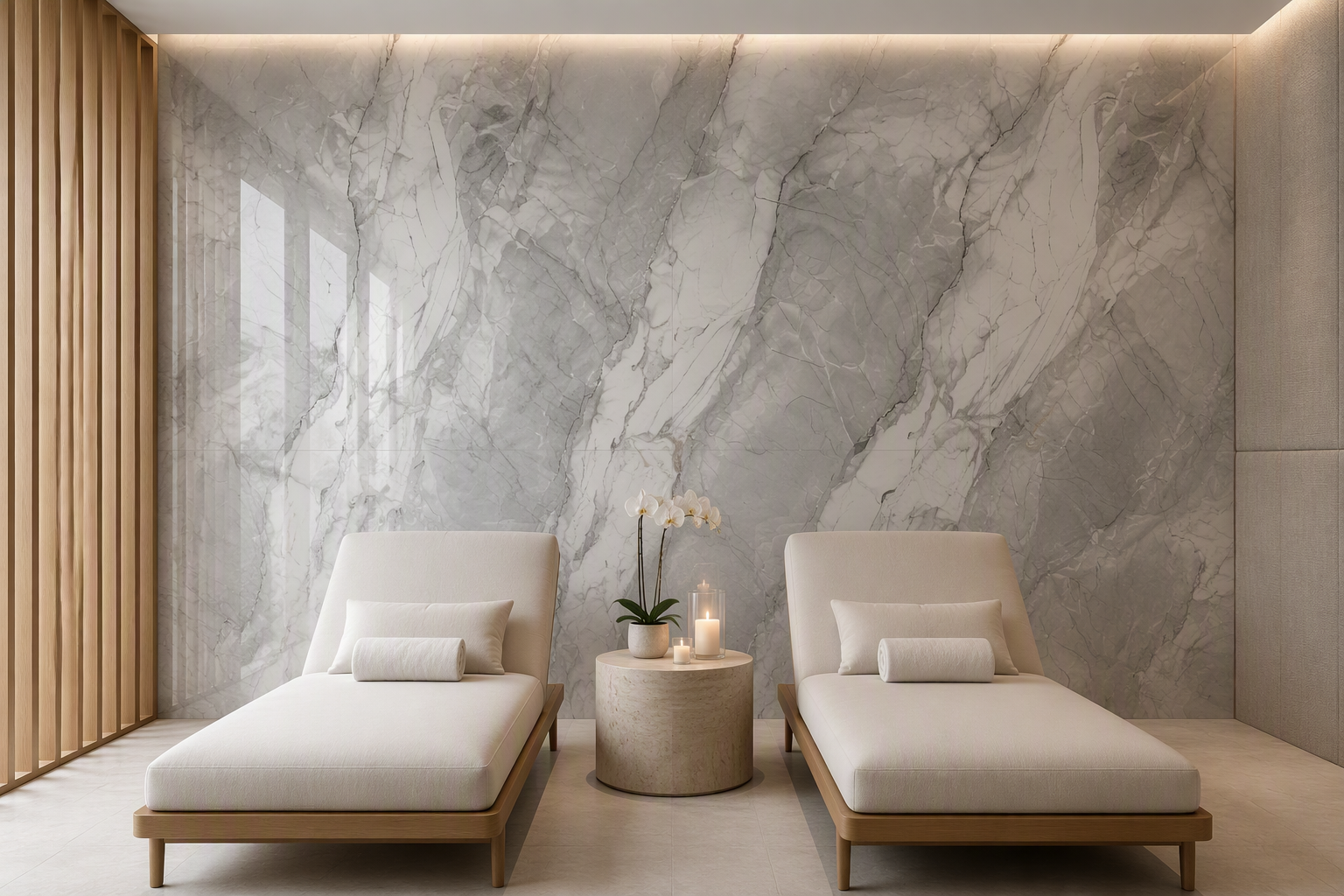 ValuedHouse grey uv printed marble wall panel - Showroom