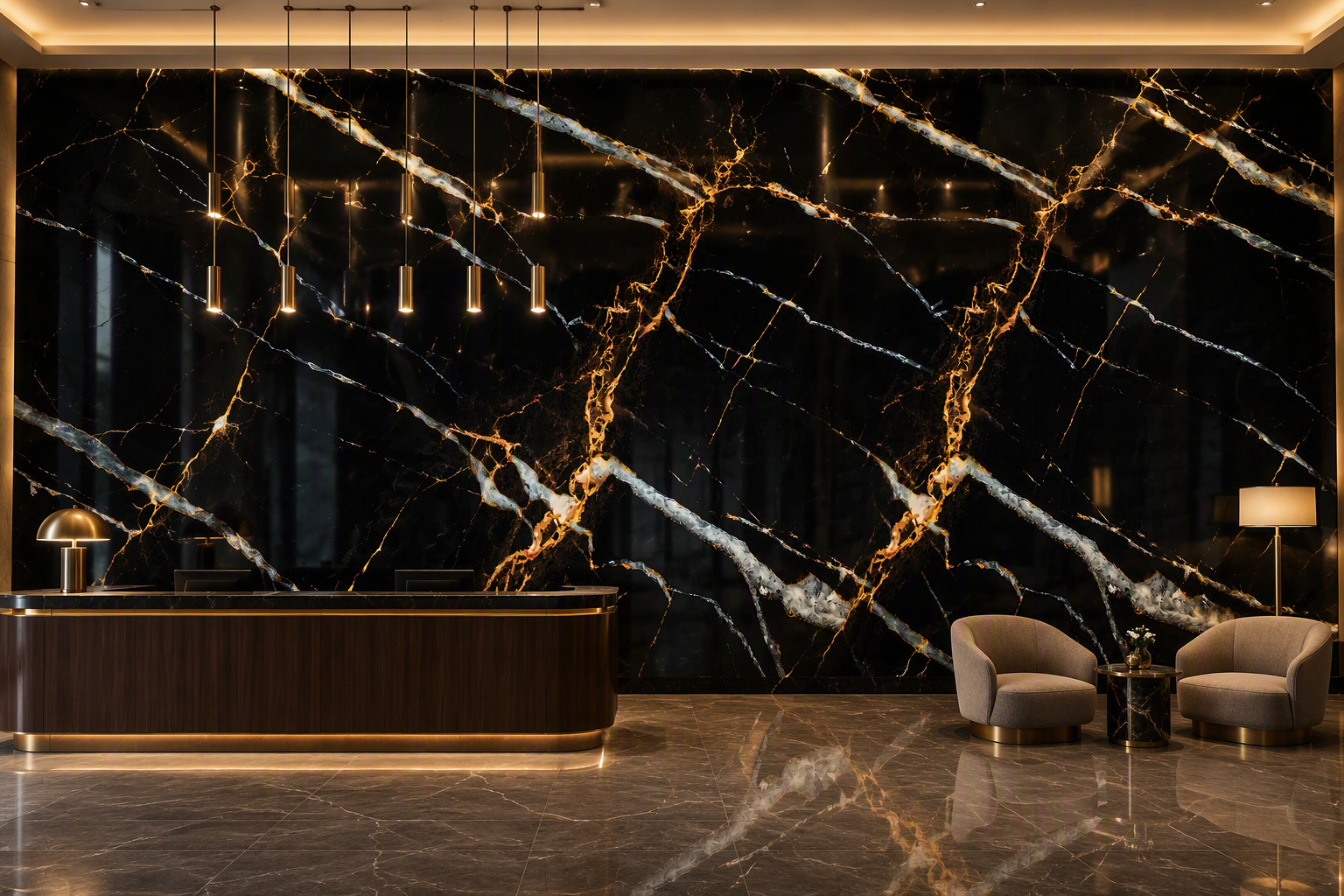 Panel de pared PVC marmol black gold ValuedHouse