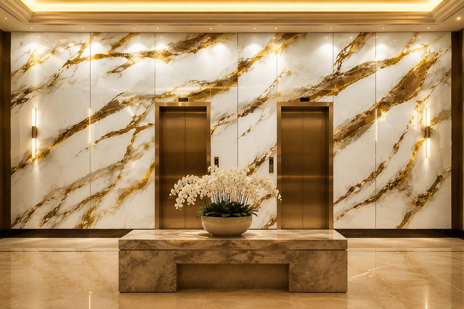 ValuedHouse gold vein pvc marble wall panels - OEM/ODM Ready