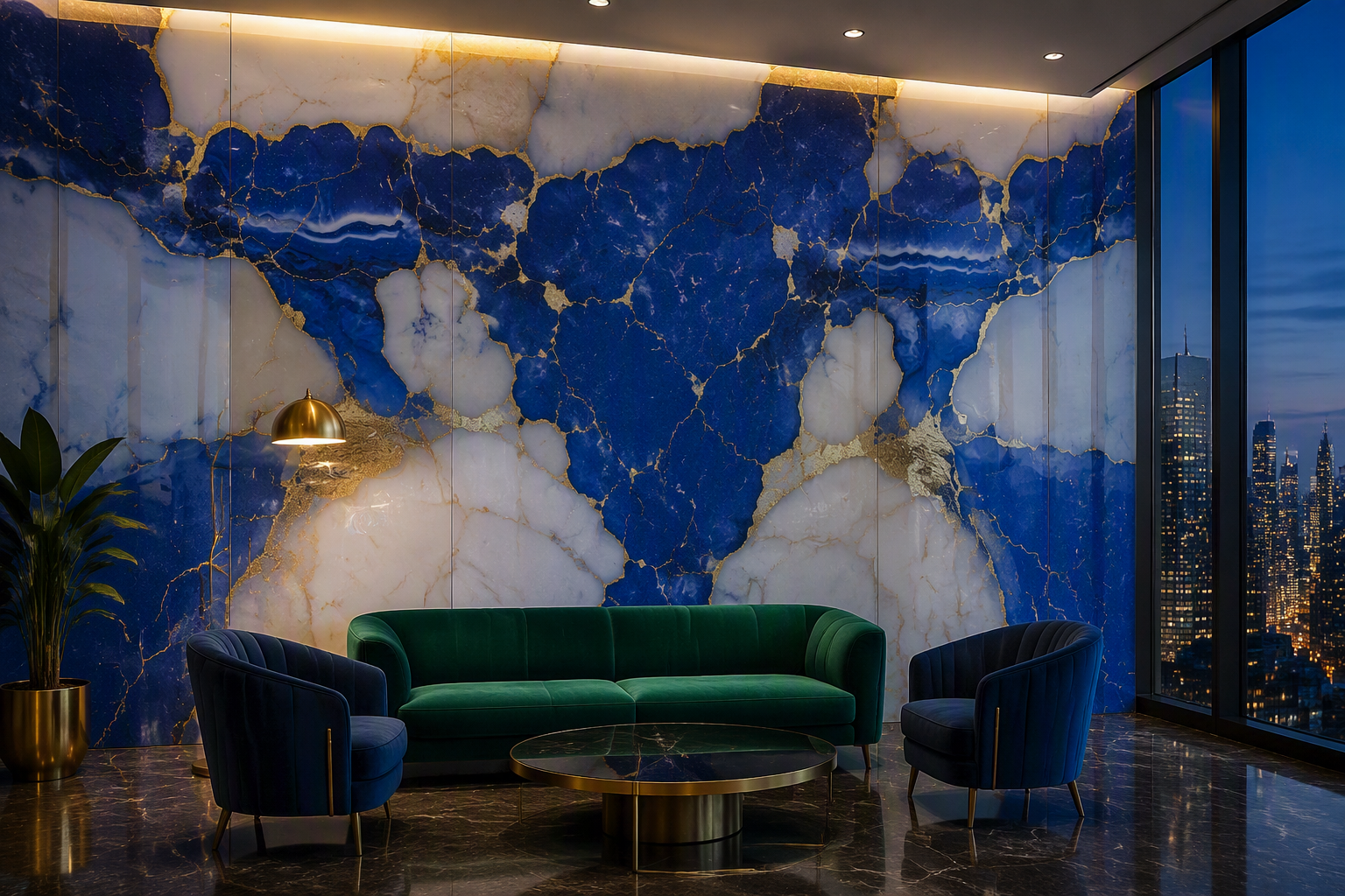 ValuedHouse blue fantasy pvc marble wall panels - Staircase