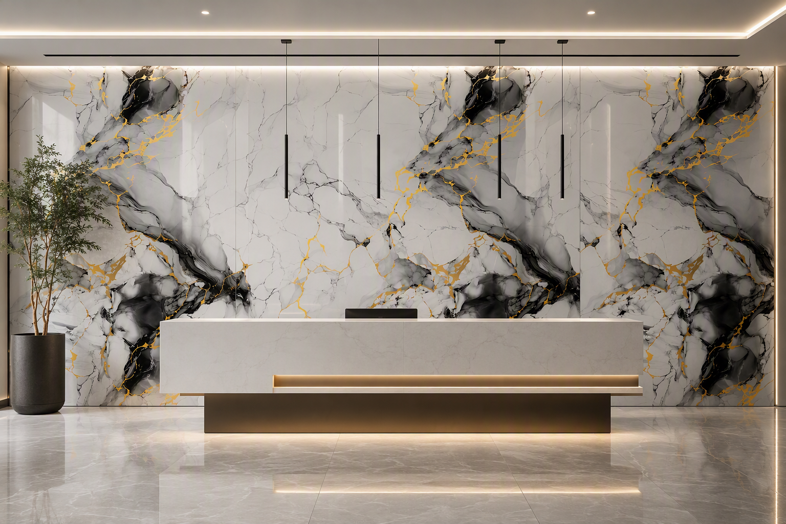 ValuedHouse gold vein uv marble wall panels - Project Supply
