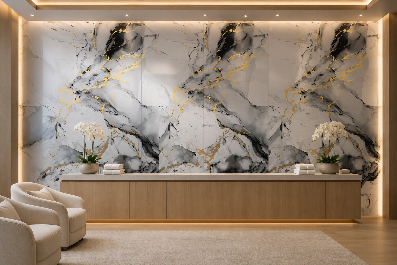 ValuedHouse gold vein uv marble wall panels - Project Supply