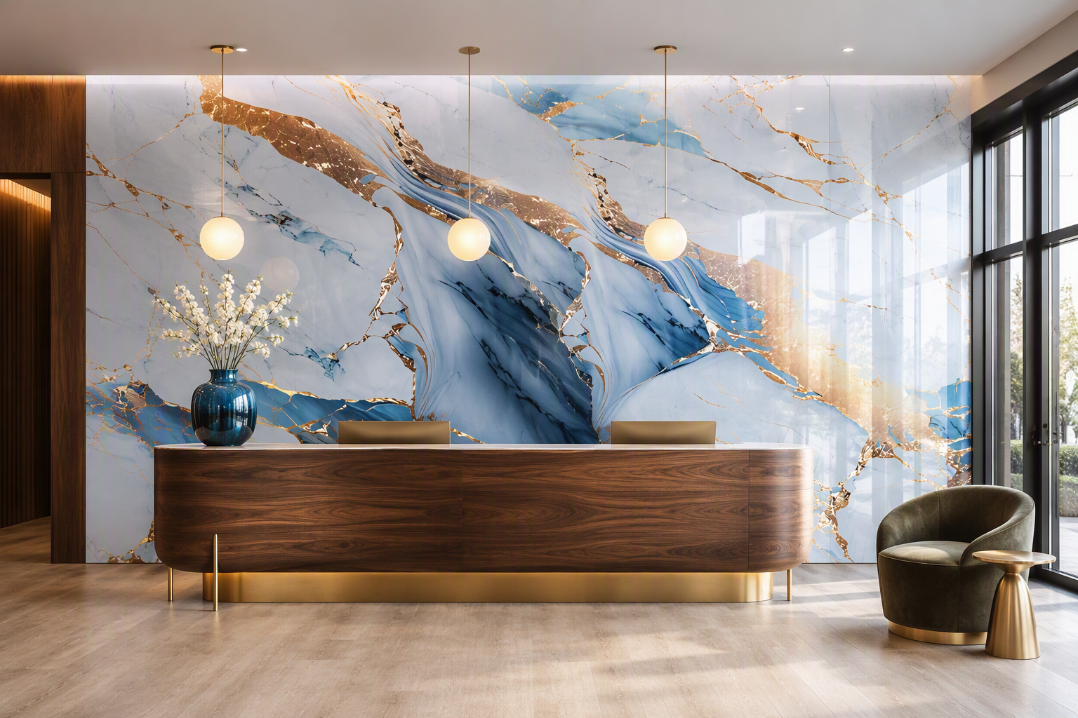 ValuedHouse blue fantasy uv marble wall panels - Architect