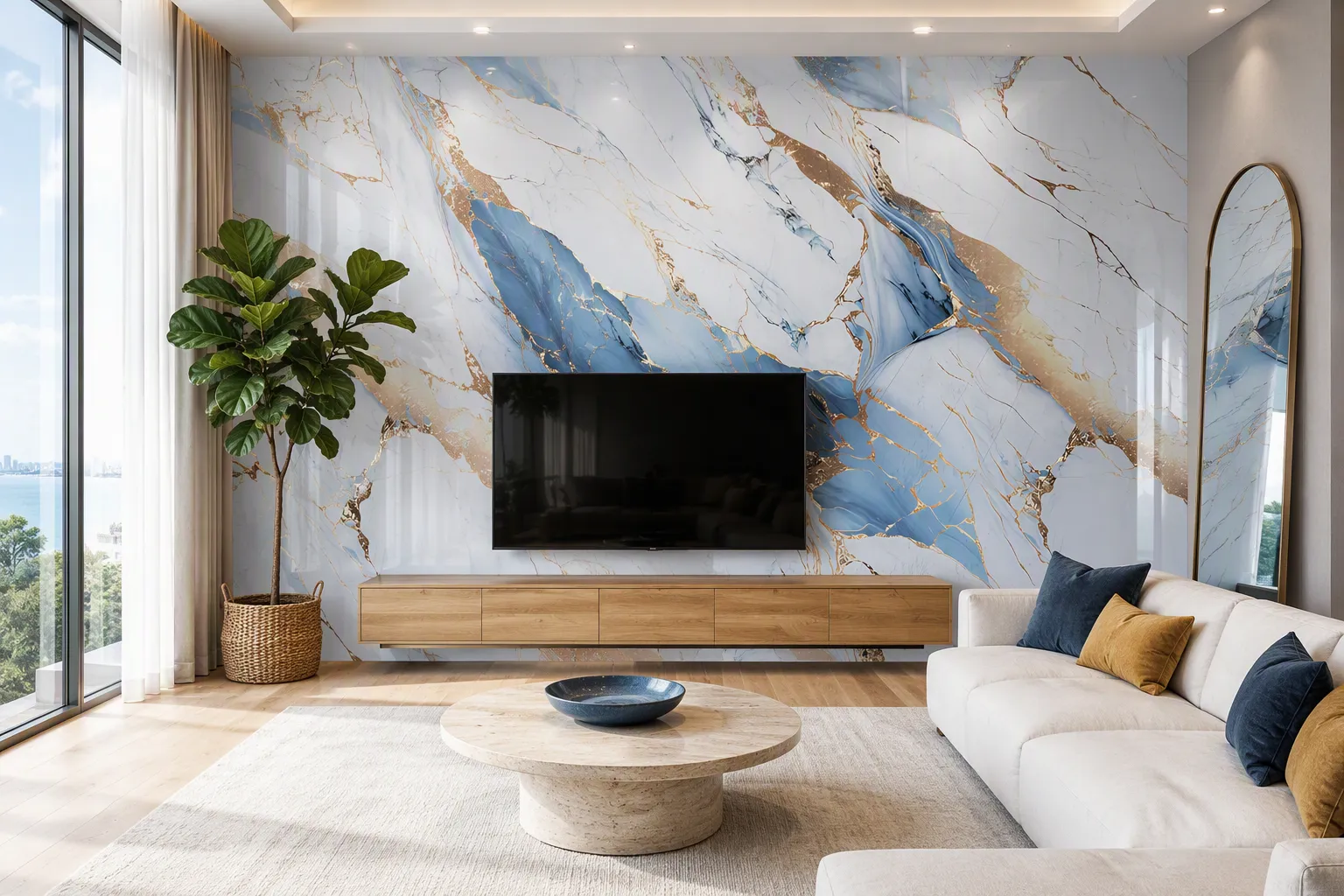 ValuedHouse blue fantasy uv marble wall panels - Architect